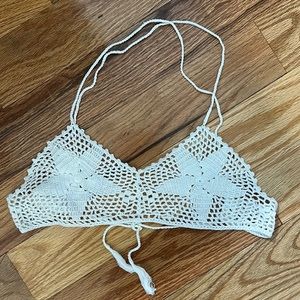 Free People Cream Crochet Bra